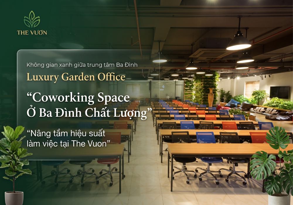 Khám phá coworking space ở Ba Đình chất lượng, nâng tầm hiệu suất tại The Vườn