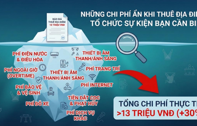 Những chi phí ẩn khi thuê địa điểm tổ chức sự kiện mà bạn cần biết