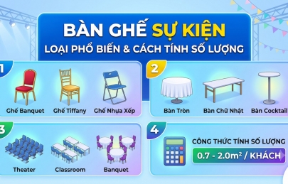Cho thuê bàn ghế sự kiện: Các loại phổ biến và cách tính số lượng