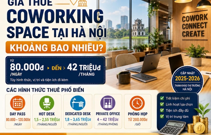 Giá thuê coworking space tại Hà Nội 2025-2026 | Bảng giá tham khảo