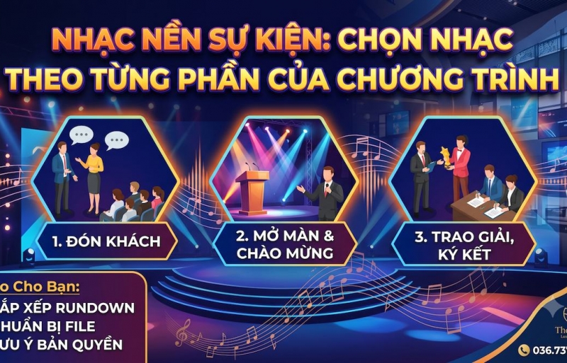 Nhạc nền sự kiện: Chọn nhạc theo từng phần của chương trình