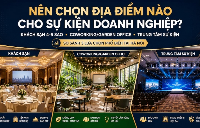 So sánh 3 loại địa điểm tổ chức sự kiện doanh nghiệp tại Hà Nội