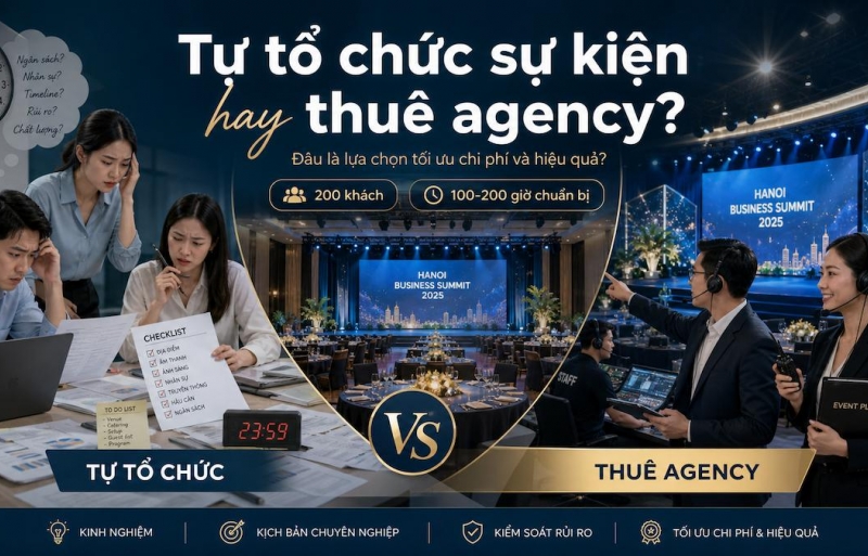 Tự tổ chức sự kiện hay thuê agency: Phân tích chi phí và rủi ro thực tế